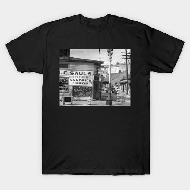 Grocery and Sandwich Shop, 1934. Vintage Photo T-Shirt by historyphoto